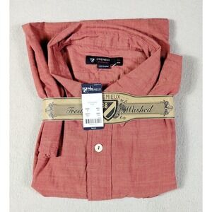 Cremieux Shirt Mens XL Red Solid Short Sleeve Button Up Cotton Summer Casual
